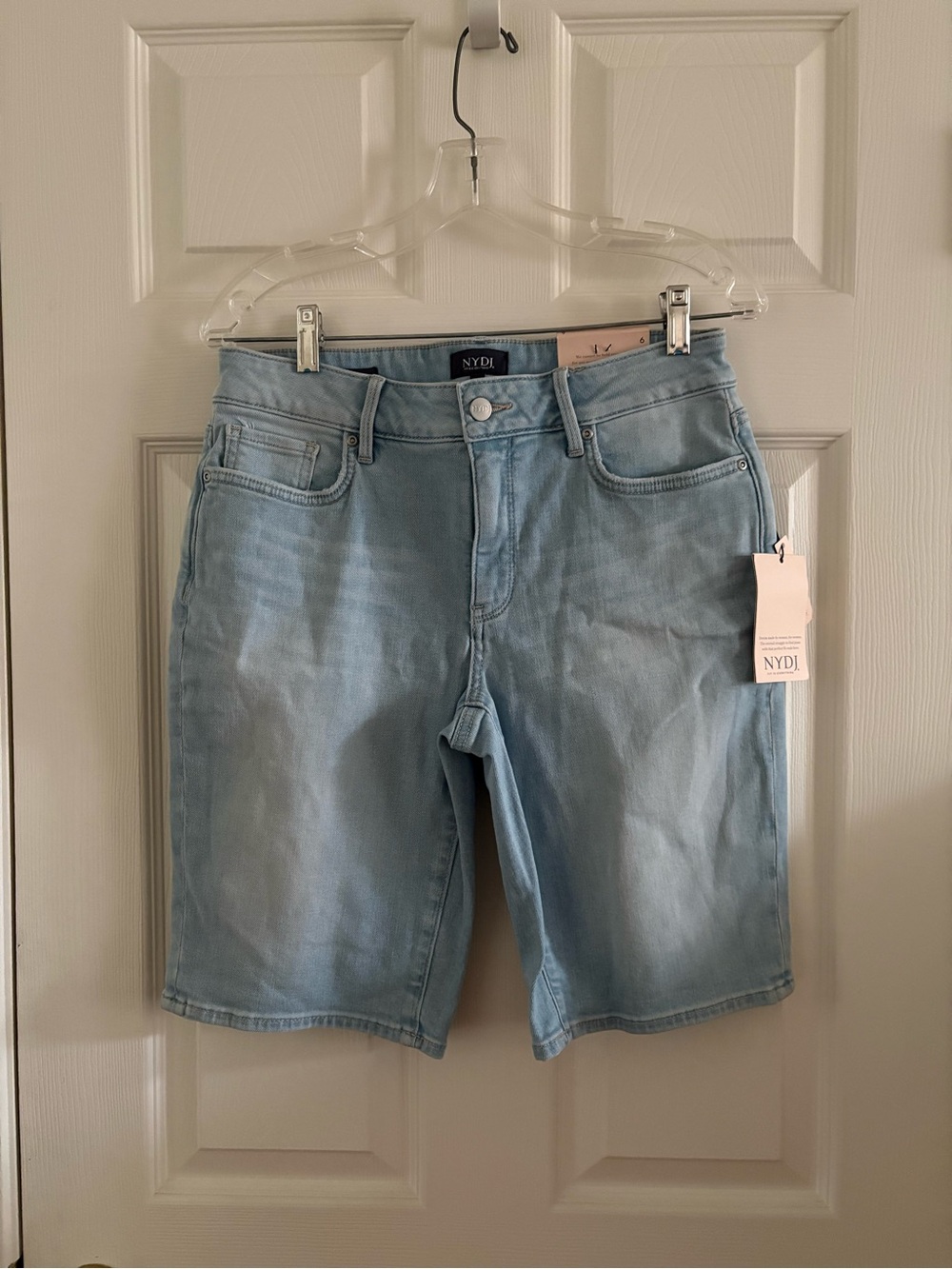 NYDJ Briella Light Wash Denim Bermuda Shorts - Picture 2 of 8